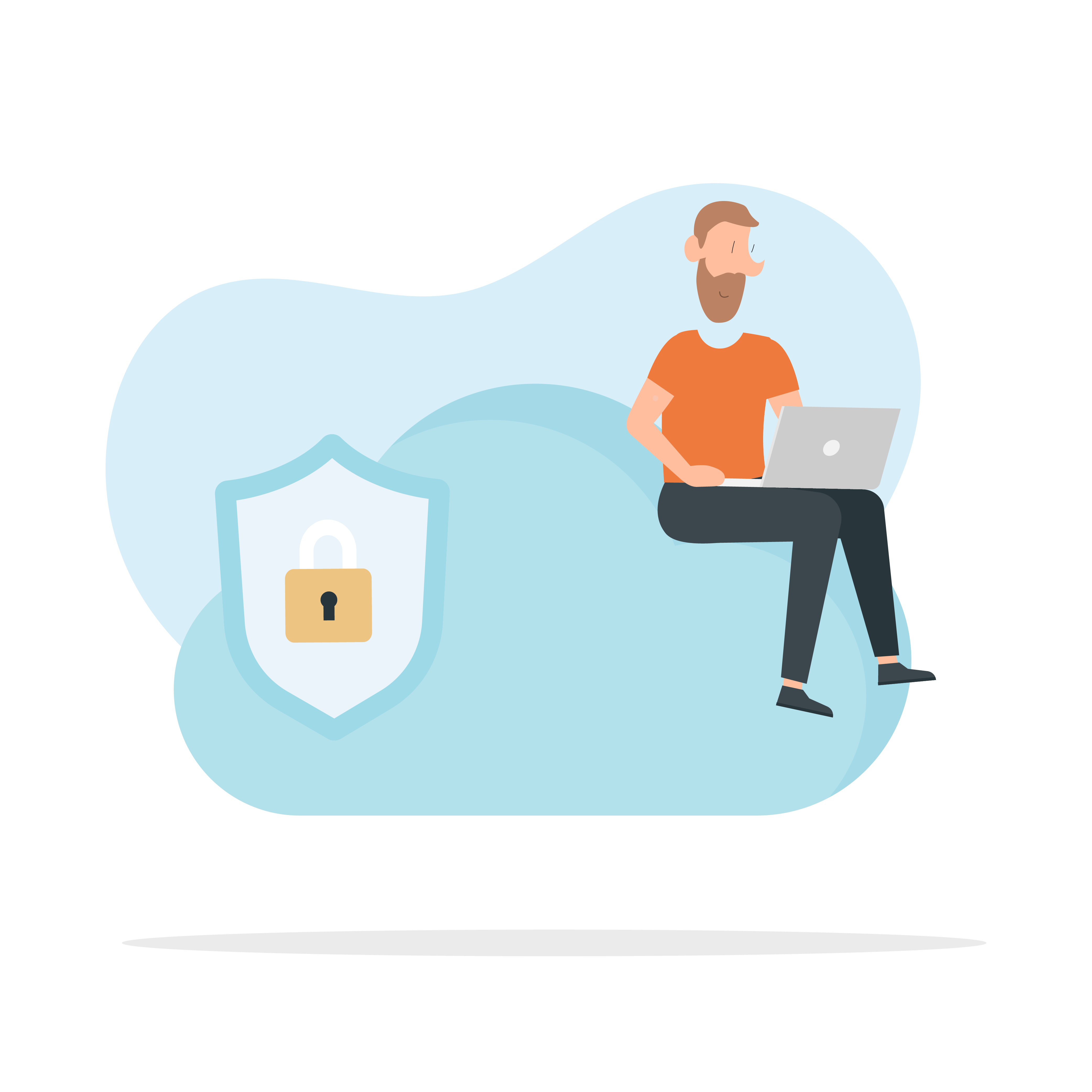 security-01 Illustratie van man achter laptop